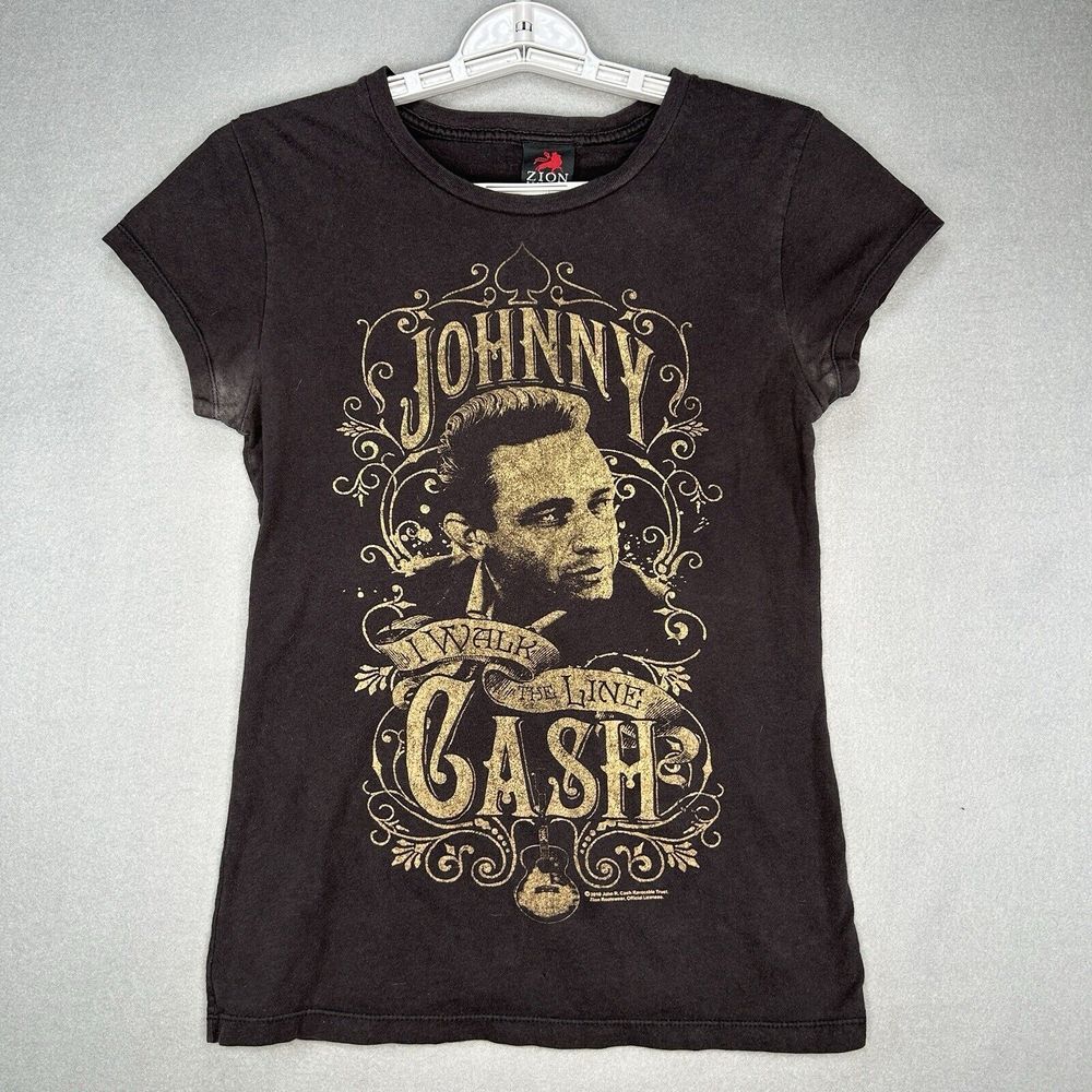 Vintage Johnny Cash Zion T-shirt Womens Small Black Promo Hurt I‎ Walk The Line